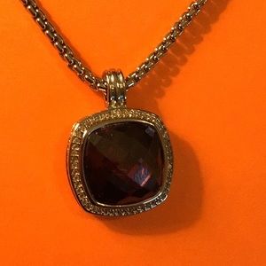 David Yurman amethyst pendant with 18 inch silver chain